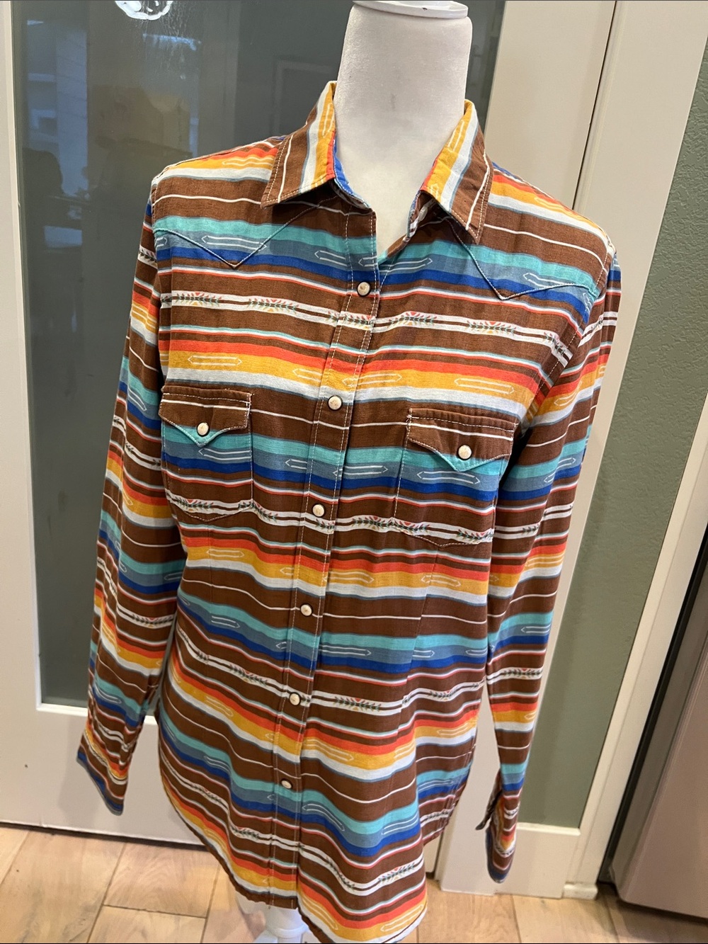 Men's Brown Multi-Stripe Casual Button-Down Shirt